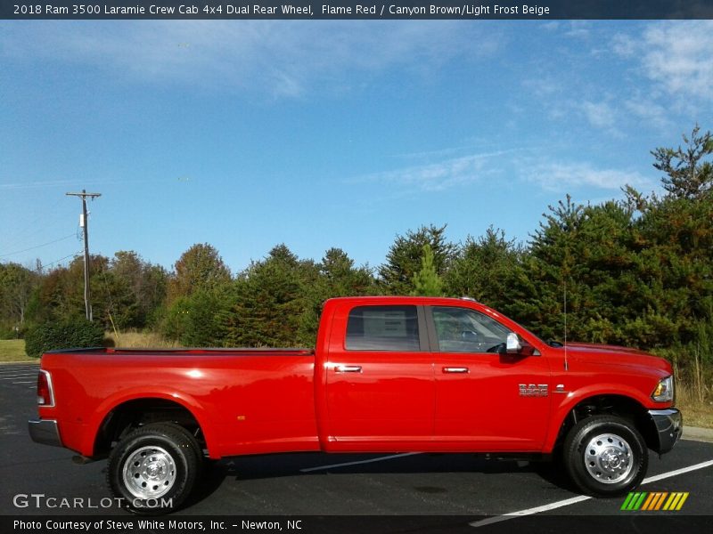Flame Red / Canyon Brown/Light Frost Beige 2018 Ram 3500 Laramie Crew Cab 4x4 Dual Rear Wheel