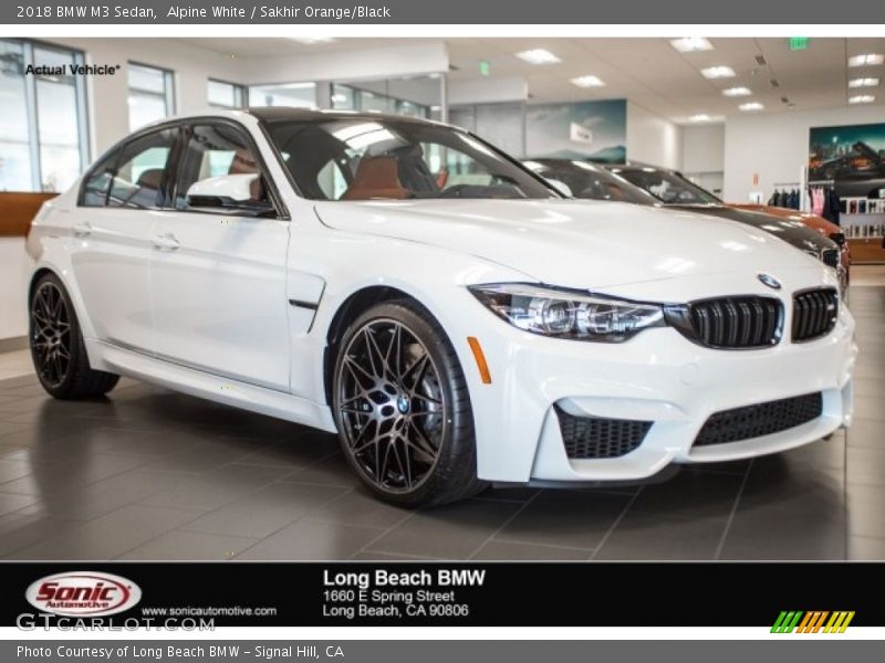 Alpine White / Sakhir Orange/Black 2018 BMW M3 Sedan