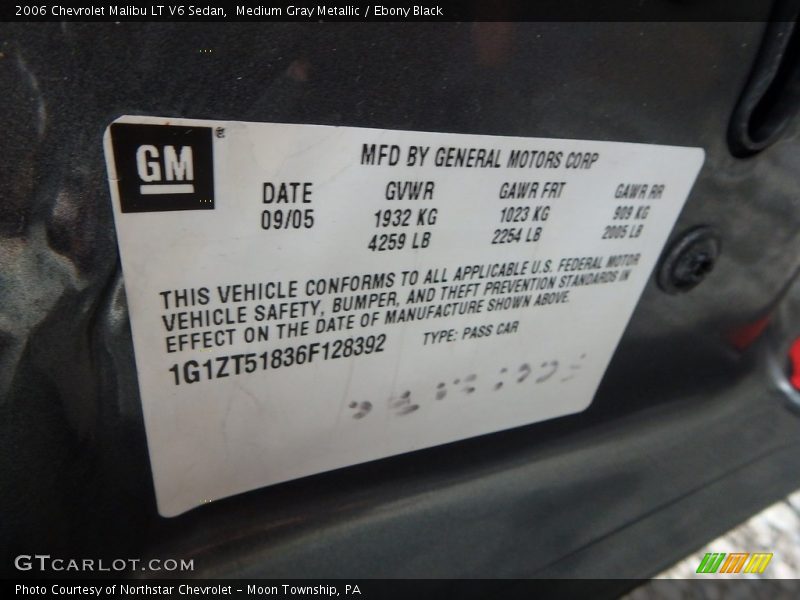 Medium Gray Metallic / Ebony Black 2006 Chevrolet Malibu LT V6 Sedan