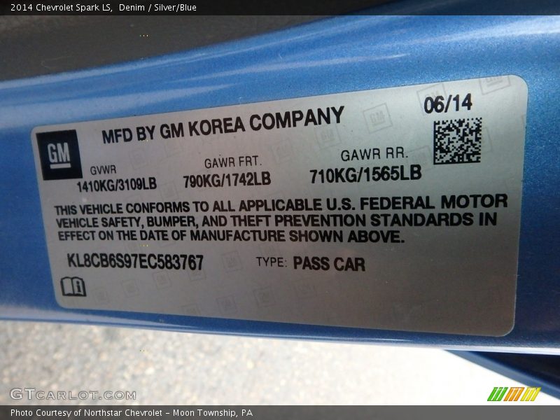 Denim / Silver/Blue 2014 Chevrolet Spark LS