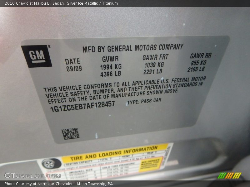 Silver Ice Metallic / Titanium 2010 Chevrolet Malibu LT Sedan