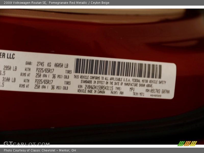 Pomegranate Red Metallic / Ceylon Beige 2009 Volkswagen Routan SE