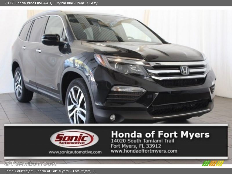 Crystal Black Pearl / Gray 2017 Honda Pilot Elite AWD