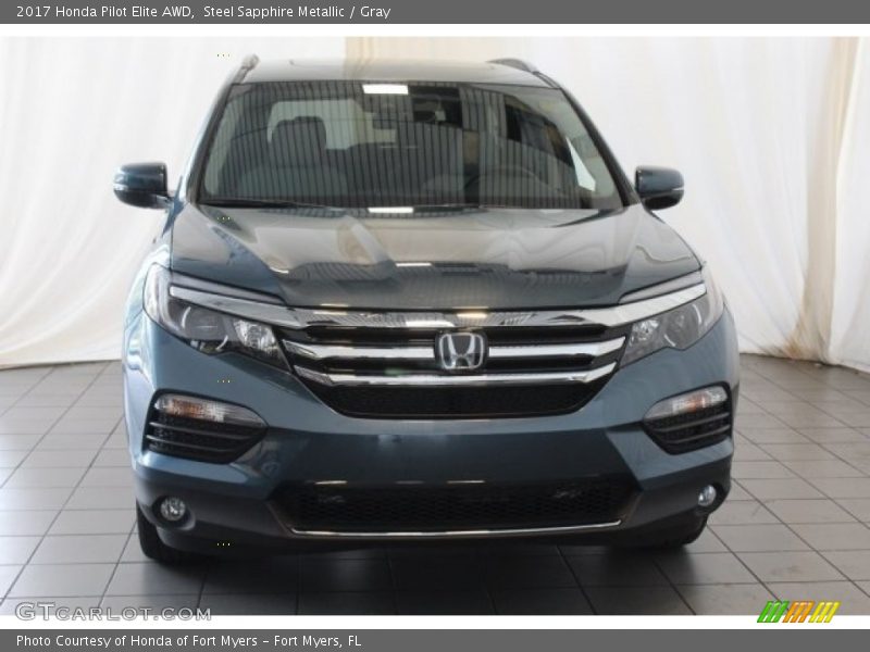 Steel Sapphire Metallic / Gray 2017 Honda Pilot Elite AWD