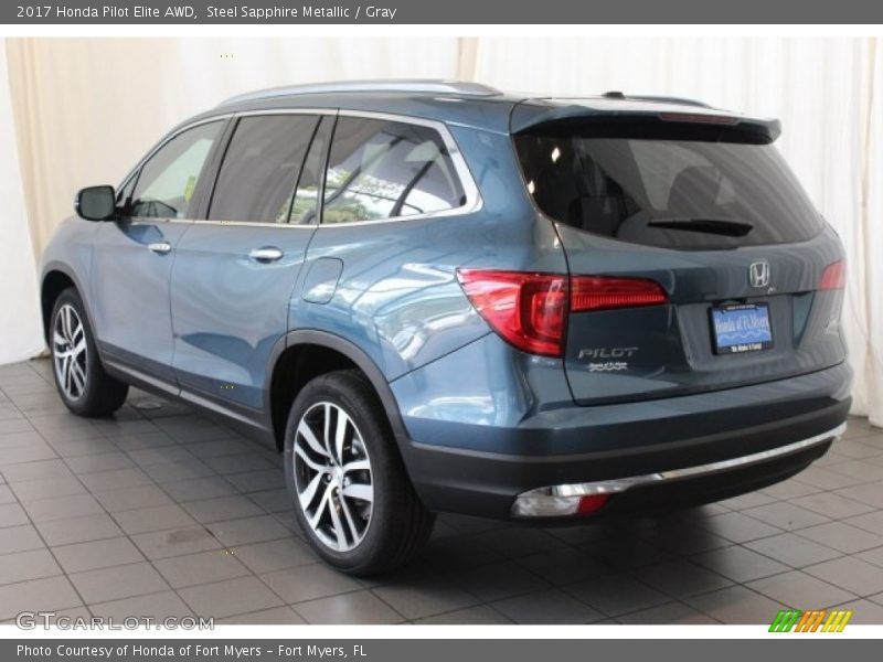 Steel Sapphire Metallic / Gray 2017 Honda Pilot Elite AWD