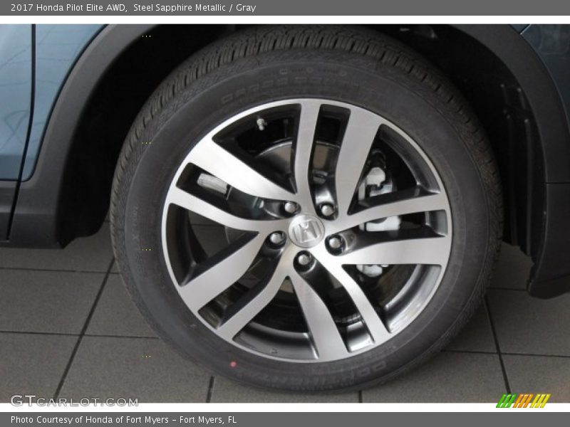 Steel Sapphire Metallic / Gray 2017 Honda Pilot Elite AWD