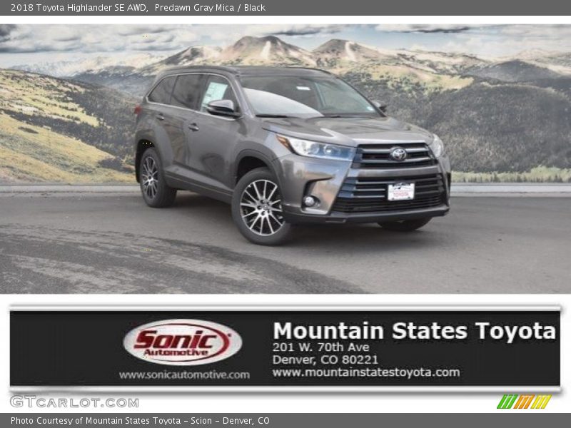 Predawn Gray Mica / Black 2018 Toyota Highlander SE AWD