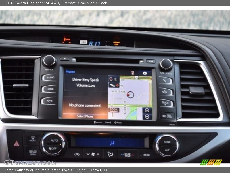 Predawn Gray Mica / Black 2018 Toyota Highlander SE AWD