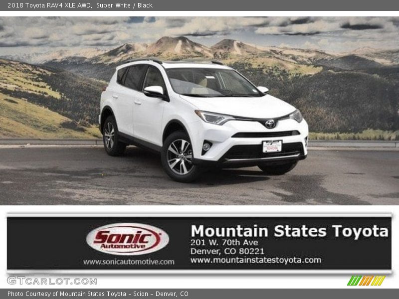 Super White / Black 2018 Toyota RAV4 XLE AWD