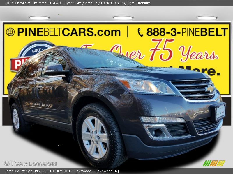 Cyber Grey Metallic / Dark Titanium/Light Titanium 2014 Chevrolet Traverse LT AWD