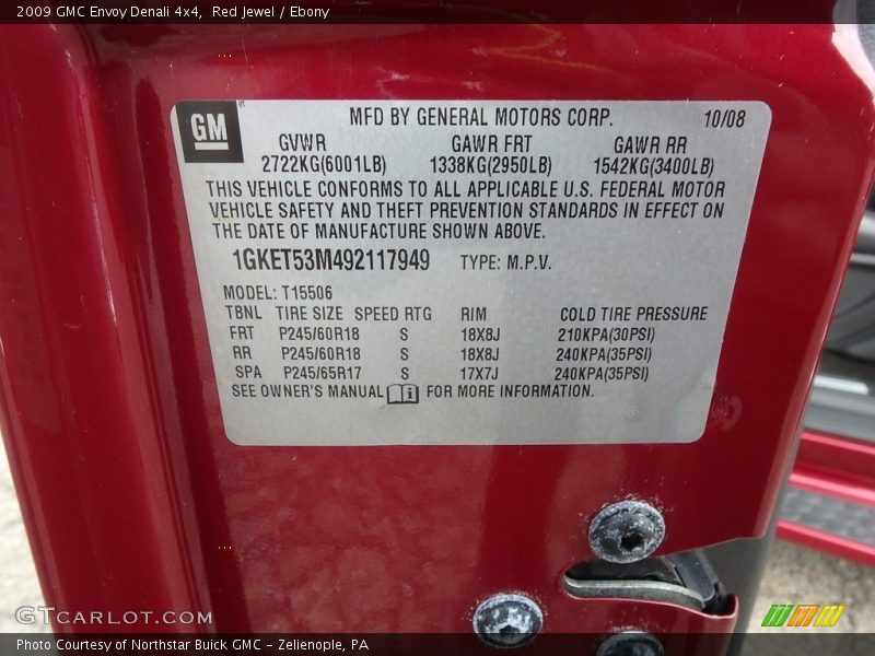 Red Jewel / Ebony 2009 GMC Envoy Denali 4x4