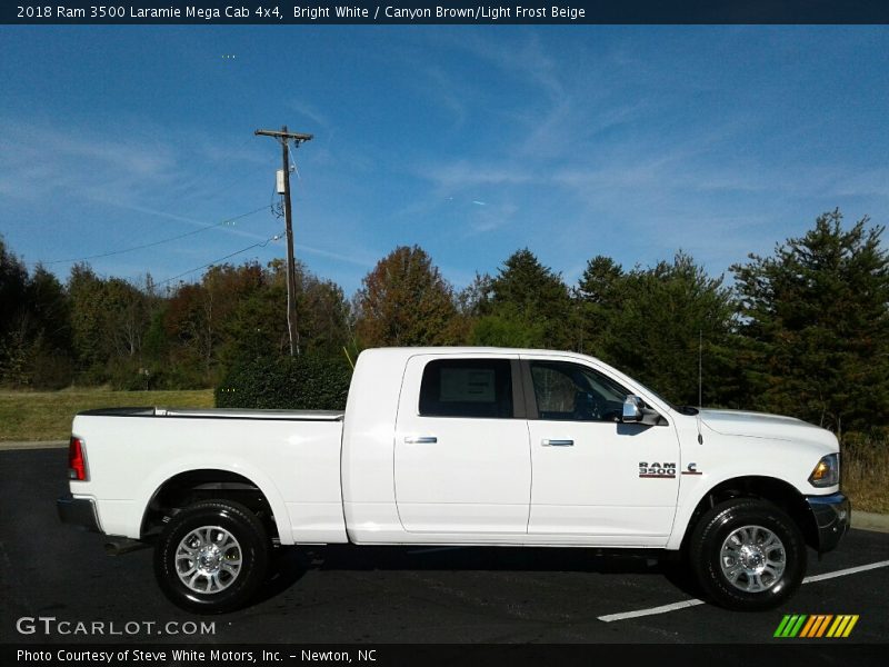 Bright White / Canyon Brown/Light Frost Beige 2018 Ram 3500 Laramie Mega Cab 4x4