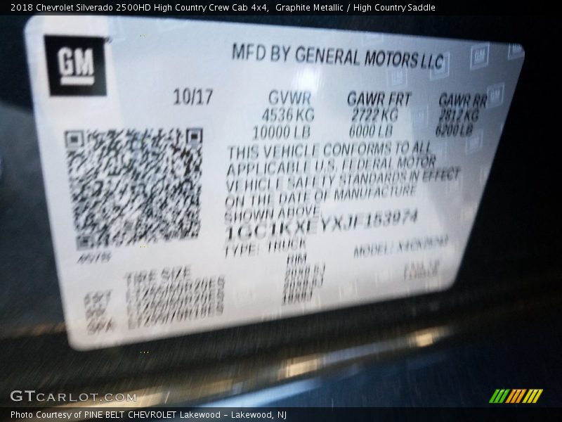 Graphite Metallic / High Country Saddle 2018 Chevrolet Silverado 2500HD High Country Crew Cab 4x4