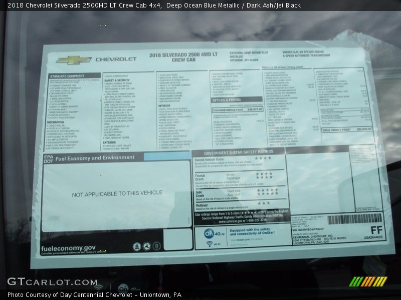  2018 Silverado 2500HD LT Crew Cab 4x4 Window Sticker