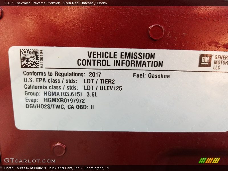 Siren Red Tintcoat / Ebony 2017 Chevrolet Traverse Premier