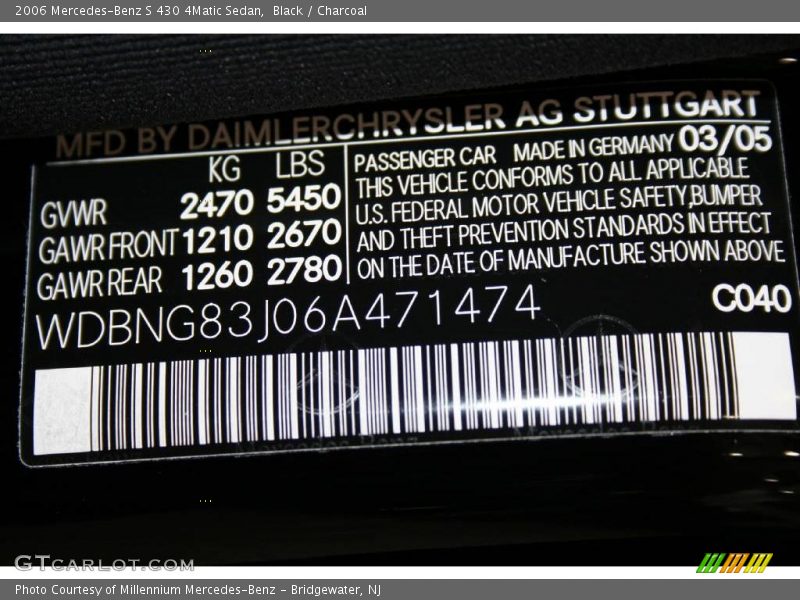 Black / Charcoal 2006 Mercedes-Benz S 430 4Matic Sedan