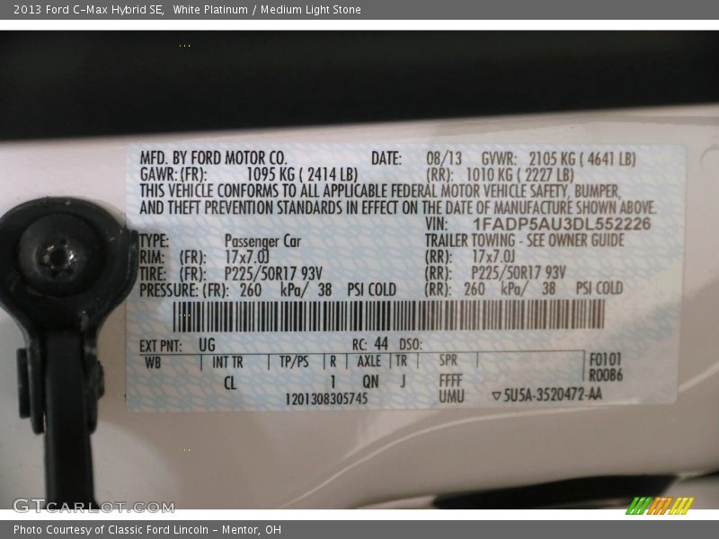 White Platinum / Medium Light Stone 2013 Ford C-Max Hybrid SE