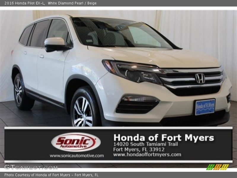 White Diamond Pearl / Beige 2016 Honda Pilot EX-L