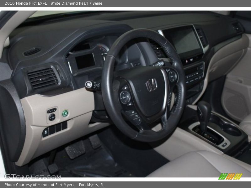 White Diamond Pearl / Beige 2016 Honda Pilot EX-L