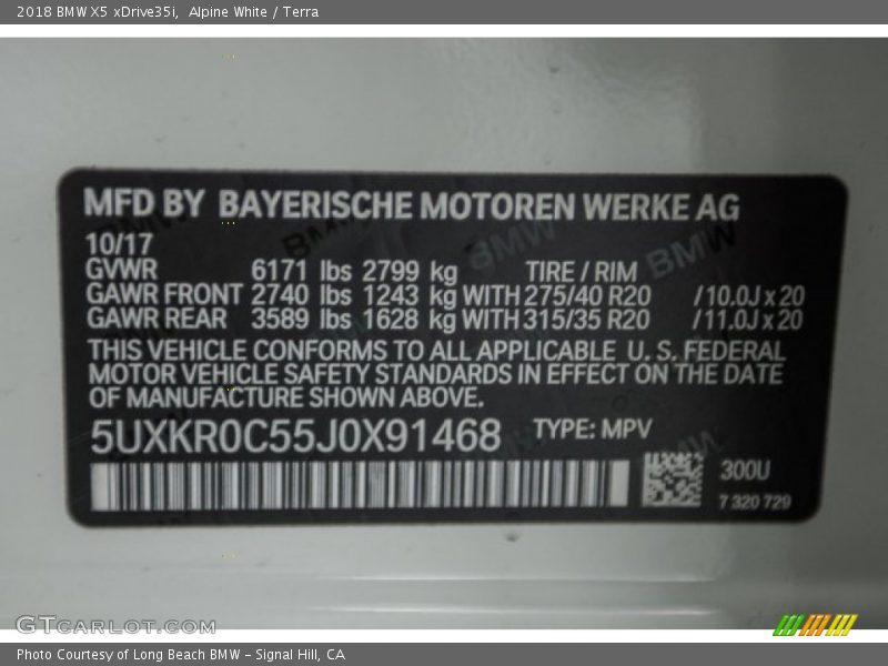 Alpine White / Terra 2018 BMW X5 xDrive35i