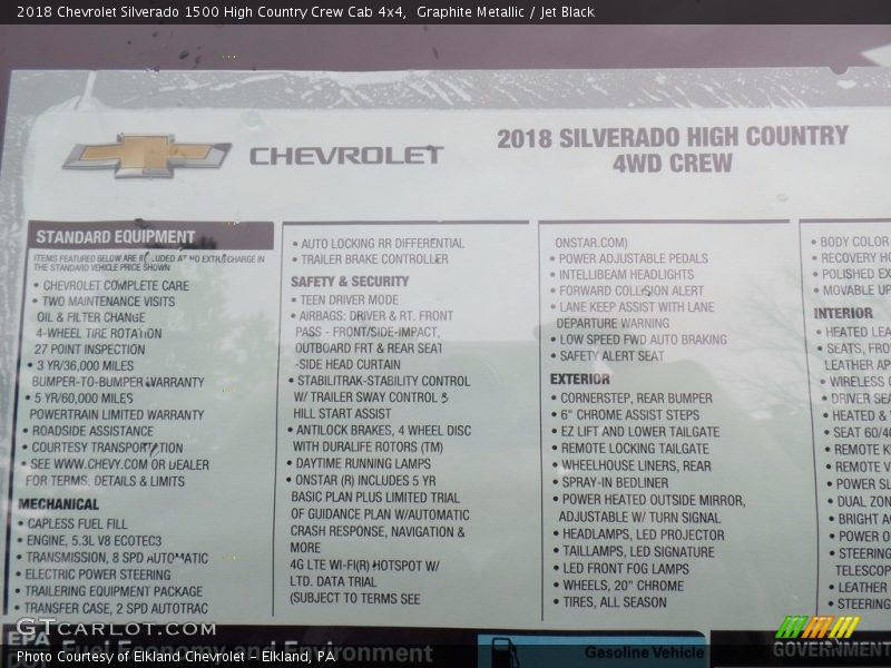 Graphite Metallic / Jet Black 2018 Chevrolet Silverado 1500 High Country Crew Cab 4x4
