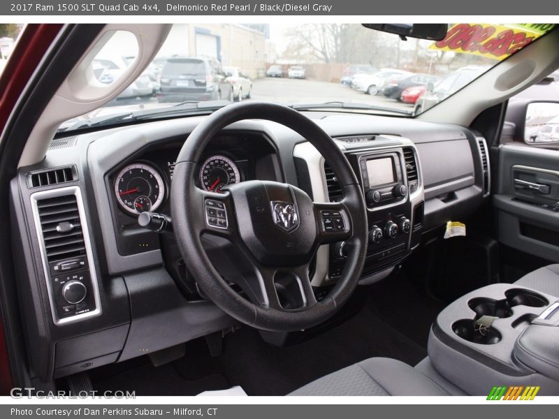 Delmonico Red Pearl / Black/Diesel Gray 2017 Ram 1500 SLT Quad Cab 4x4