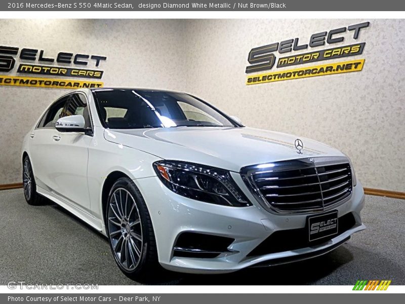 designo Diamond White Metallic / Nut Brown/Black 2016 Mercedes-Benz S 550 4Matic Sedan
