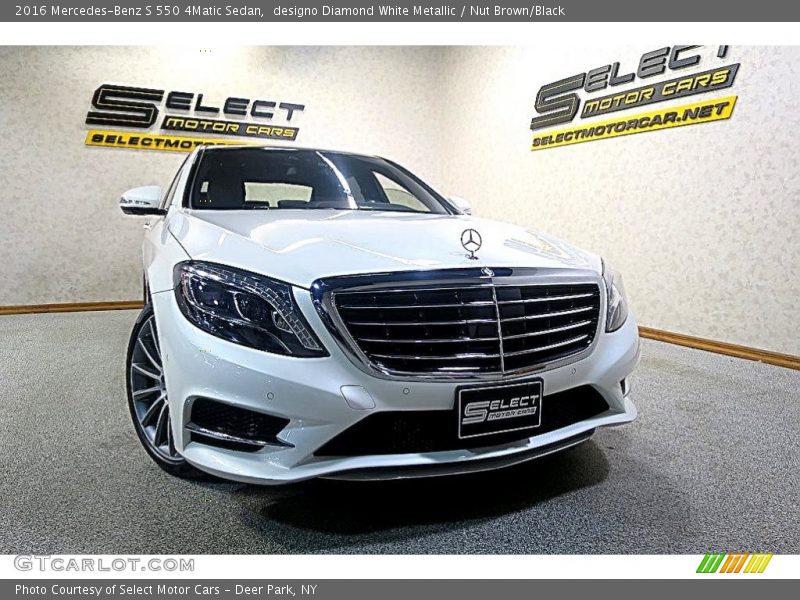 designo Diamond White Metallic / Nut Brown/Black 2016 Mercedes-Benz S 550 4Matic Sedan