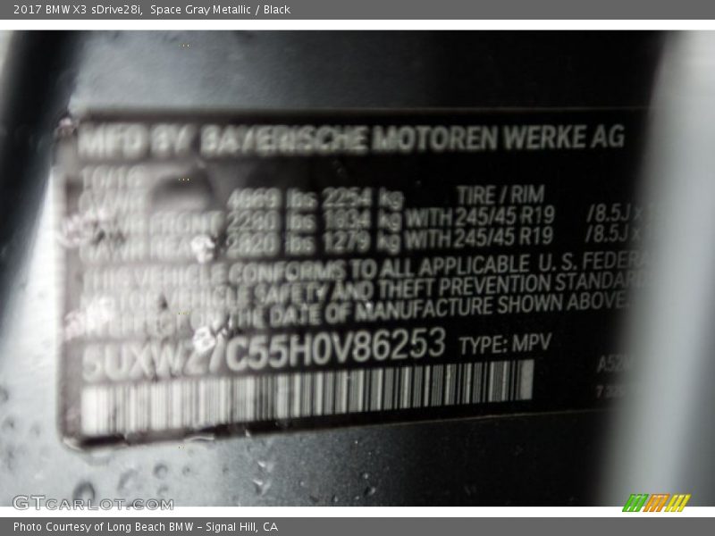 Space Gray Metallic / Black 2017 BMW X3 sDrive28i