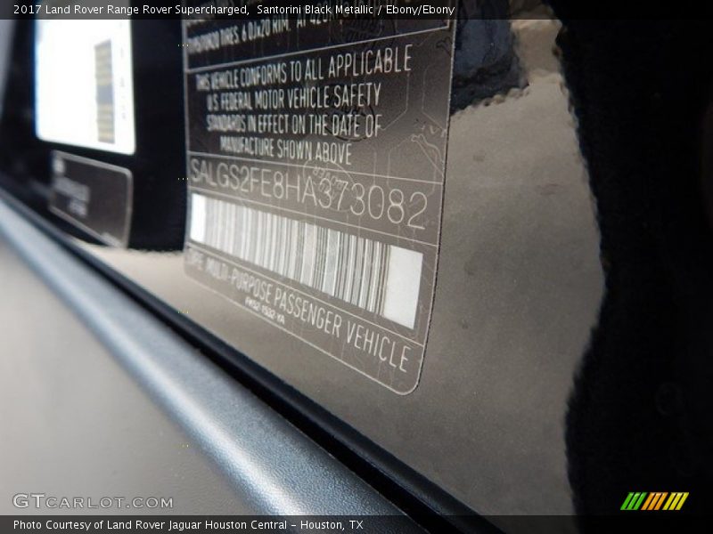 Santorini Black Metallic / Ebony/Ebony 2017 Land Rover Range Rover Supercharged
