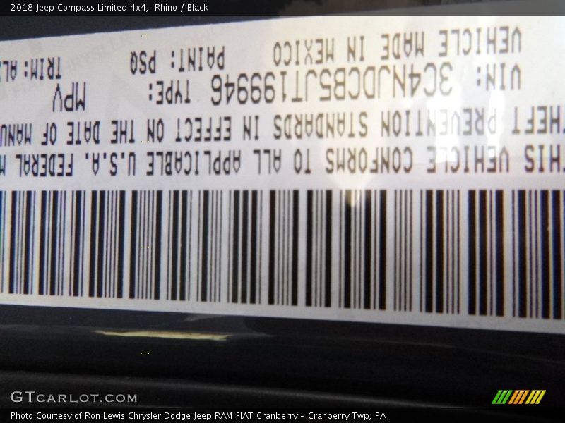 Rhino / Black 2018 Jeep Compass Limited 4x4