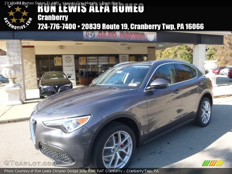 Vesuvio Gray Metallic / Black/Black 2018 Alfa Romeo Stelvio Ti AWD