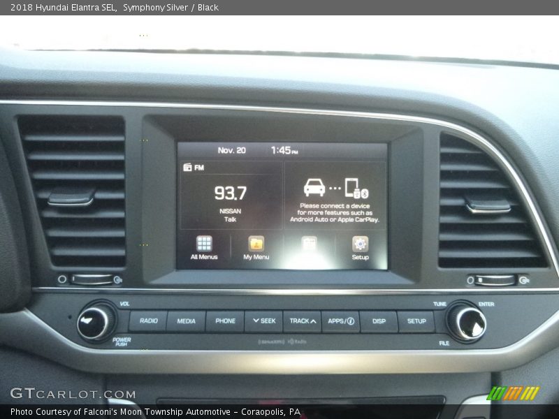 Symphony Silver / Black 2018 Hyundai Elantra SEL