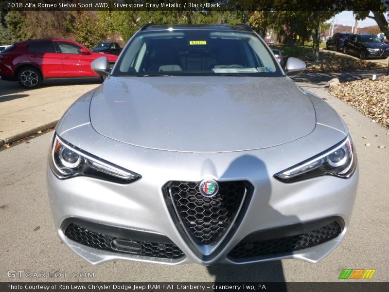 Silverstone Gray Metallic / Black/Black 2018 Alfa Romeo Stelvio Sport AWD