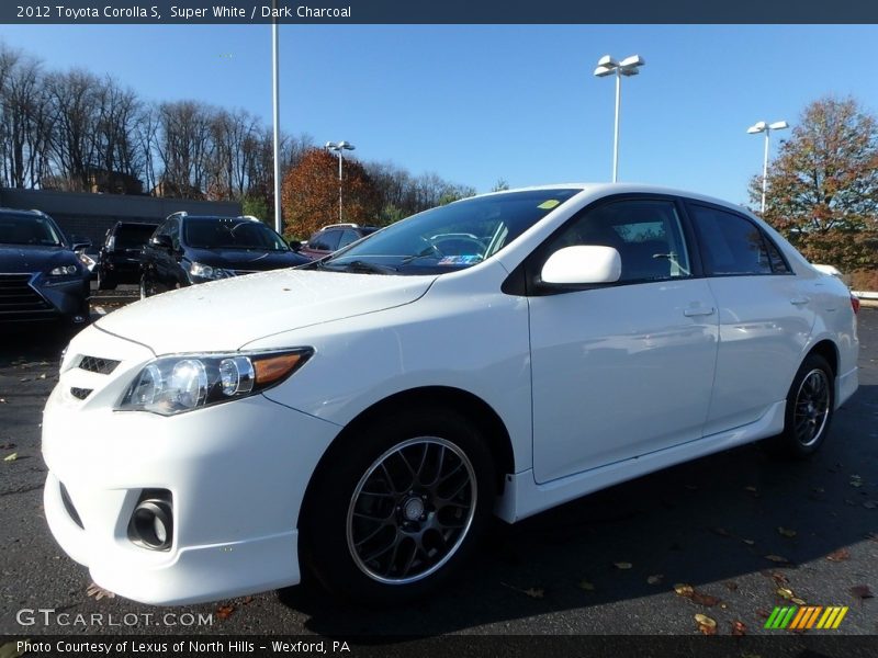 Super White / Dark Charcoal 2012 Toyota Corolla S