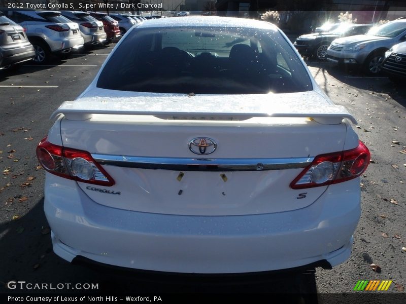 Super White / Dark Charcoal 2012 Toyota Corolla S