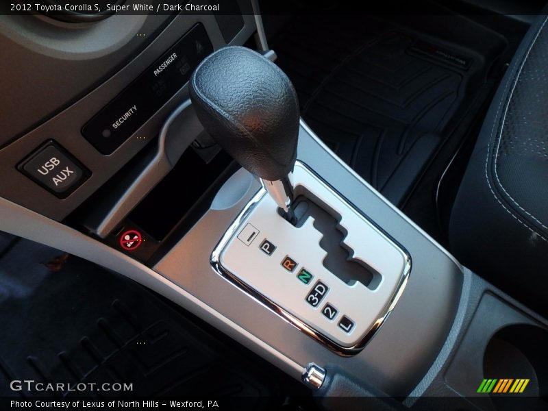 Super White / Dark Charcoal 2012 Toyota Corolla S