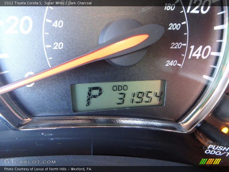 Super White / Dark Charcoal 2012 Toyota Corolla S