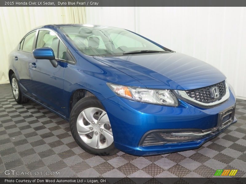 Dyno Blue Pearl / Gray 2015 Honda Civic LX Sedan