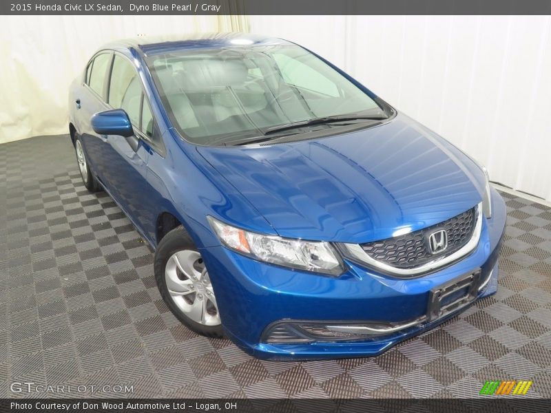 Dyno Blue Pearl / Gray 2015 Honda Civic LX Sedan