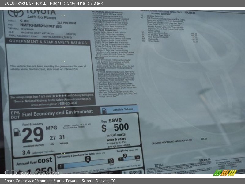 Magnetic Gray Metallic / Black 2018 Toyota C-HR XLE