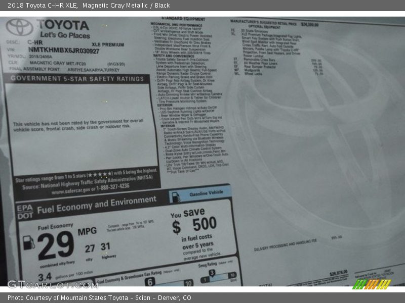 Magnetic Gray Metallic / Black 2018 Toyota C-HR XLE