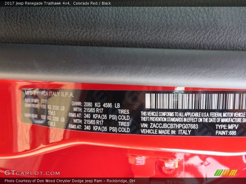 Colorado Red / Black 2017 Jeep Renegade Trailhawk 4x4