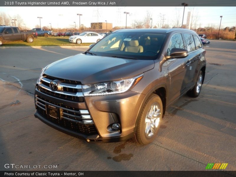 Predawn Gray Mica / Ash 2018 Toyota Highlander Limited AWD