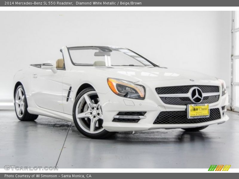 Diamond White Metallic / Beige/Brown 2014 Mercedes-Benz SL 550 Roadster