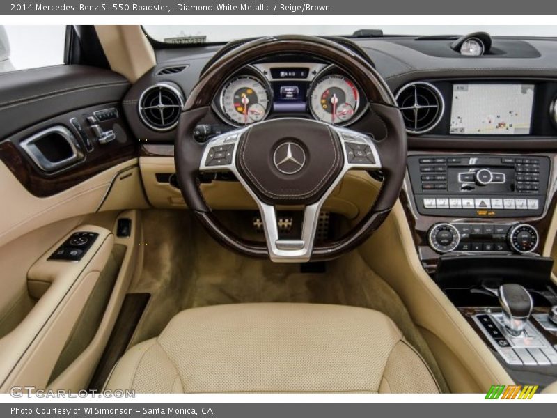 Diamond White Metallic / Beige/Brown 2014 Mercedes-Benz SL 550 Roadster