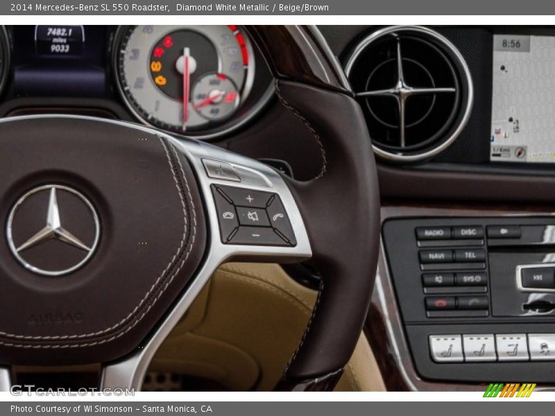 Diamond White Metallic / Beige/Brown 2014 Mercedes-Benz SL 550 Roadster