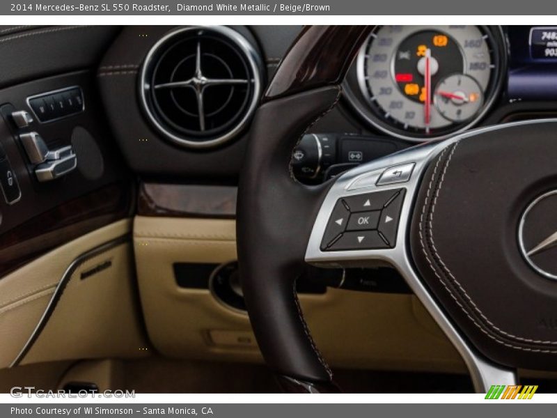Diamond White Metallic / Beige/Brown 2014 Mercedes-Benz SL 550 Roadster