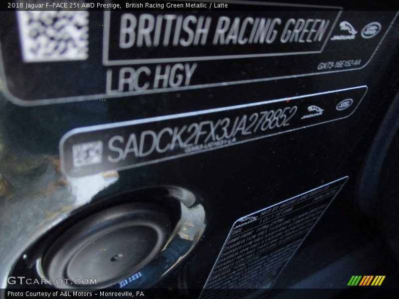 British Racing Green Metallic / Latte 2018 Jaguar F-PACE 25t AWD Prestige