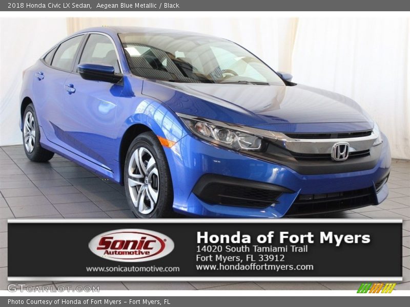 Aegean Blue Metallic / Black 2018 Honda Civic LX Sedan